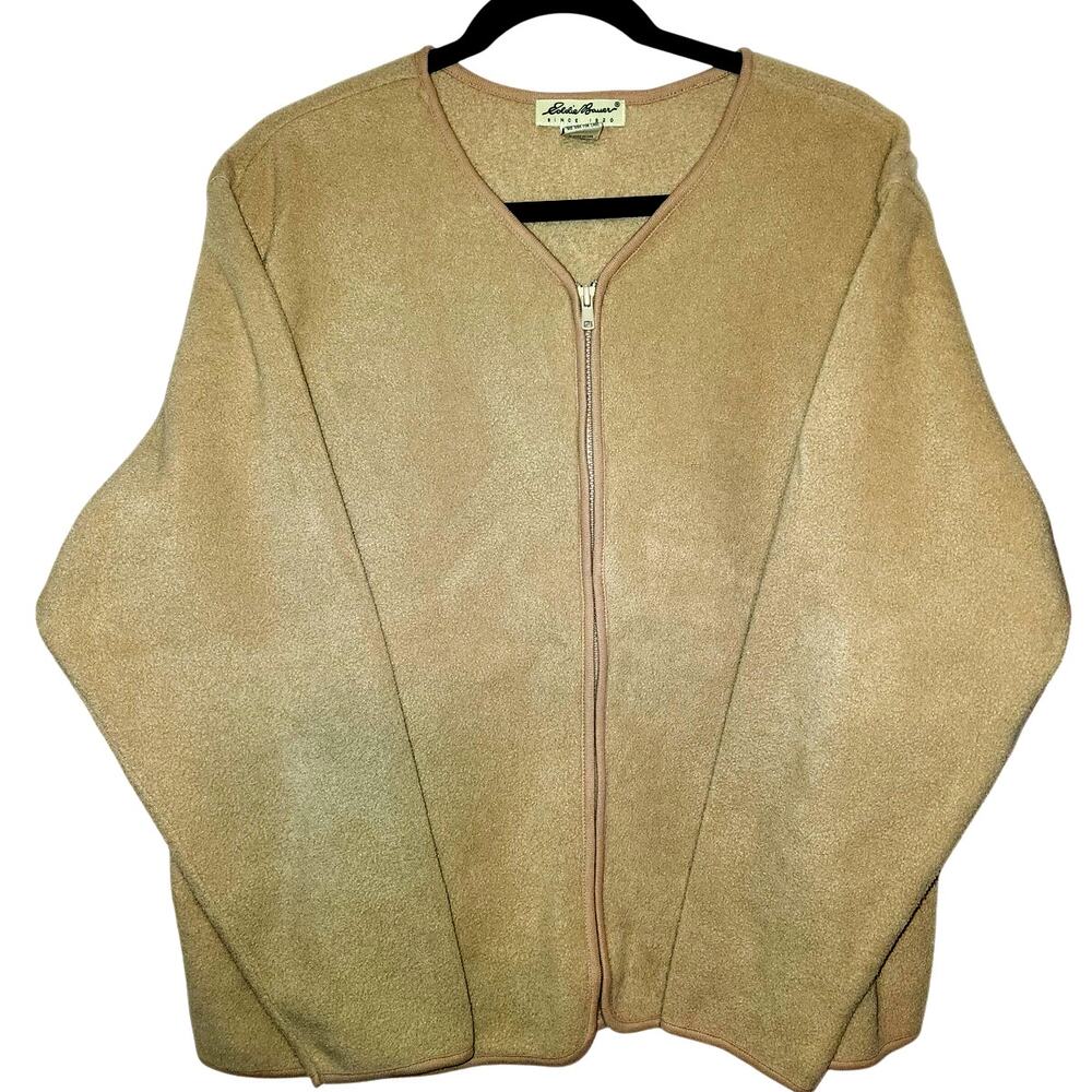 Eddie Bauer Tan Full Zip Fleece Shacket Jacket Large